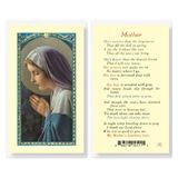 Mother with Madonna Praying Rosary Laminated Prayer Card