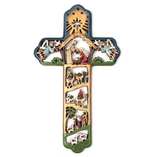 Multicolor Nativity Cross
