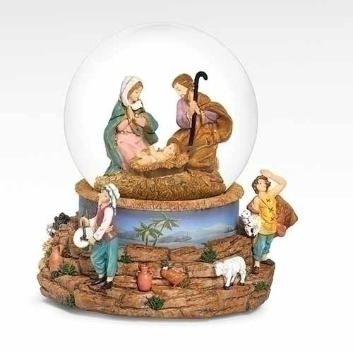 Musical Nativity 6.75" Water Dome with Double Rotation