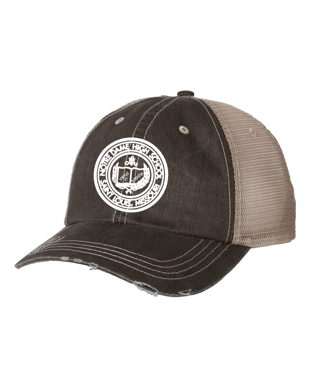 ND Organic Cotton Mesh Distressed Brown/Khaki Trucker Ball Cap