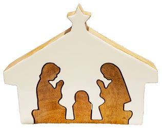 Nativity Puzzle Decor, Wood/Enamel, 2.75x1.75x1in