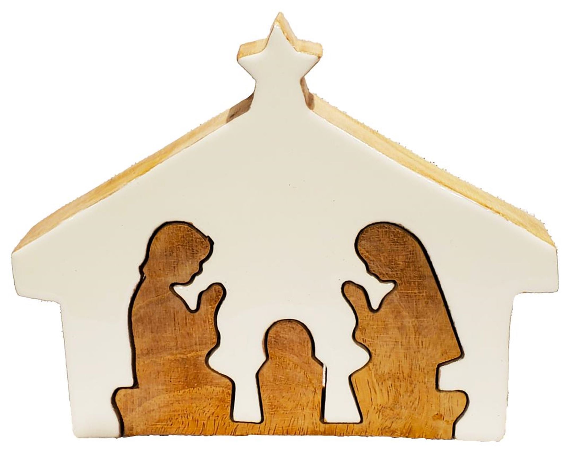 Nativity Puzzle Decor, Wood/Enamel, 6.3x5.7x1.35in