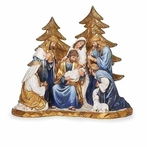 Nativity Scene with Gold Trees 6" Figure