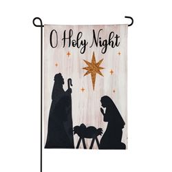 Nativity Silhouette Linen Garden Flag