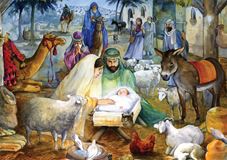 Nativity in Manger Advent Calendar with Glitter