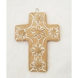 Natural Colored Handcrafted Clay 7.5" x 5.5" Wall Cross