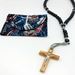 Navy Black Bead Paracord Rosary with Pouch