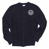 Crewneck Navy Cardigan Sweater with Embroidered ND Logo