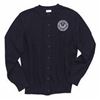 Crewneck Navy Cardigan Sweater with Embroidered ND Logo *LOGO ITEM-FINAL SALE*