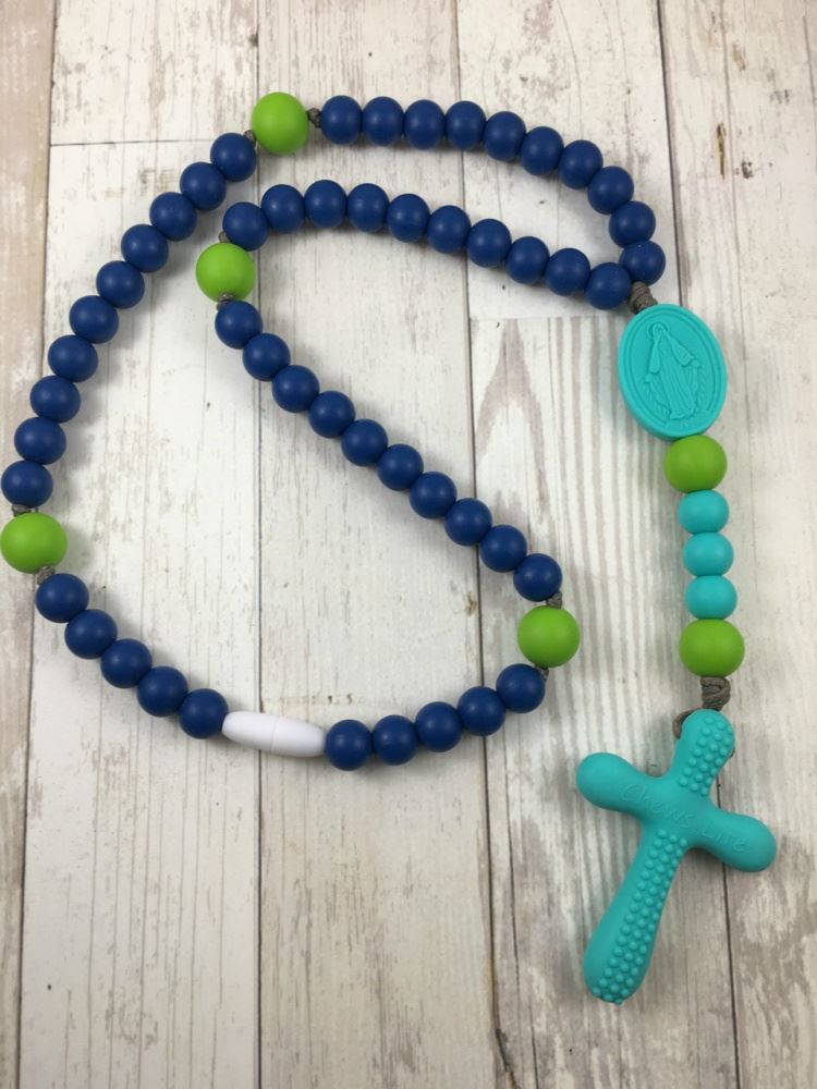 Rosary Kit, Turquoise Blue Catholic Prayer Beading Kit, First