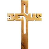 Olive Wood 8" Wall Cross, Jesus Cut Out
