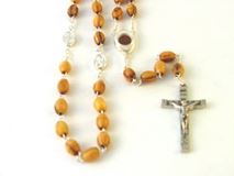 Olive Wood Rosary with Soil Centerpiece and Medal Decade