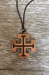 Olivewood Cross On Brown Cord Necklace