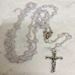 Opaque White Heart Glass Bead Rosary - 10269