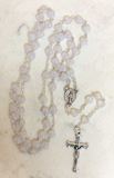 Opaque White Heart Glass Bead Rosary from Italy