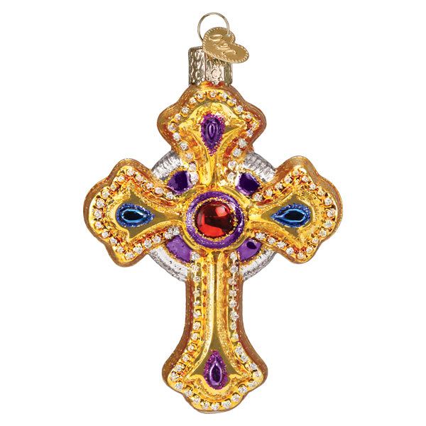 Ornate Cross Glass Ornament