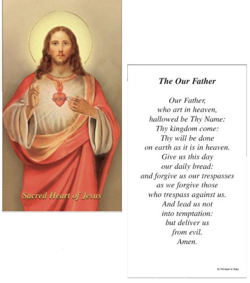 Our Father Sacred Heart Of Jesus Paper Prayer Card, Pack of 100