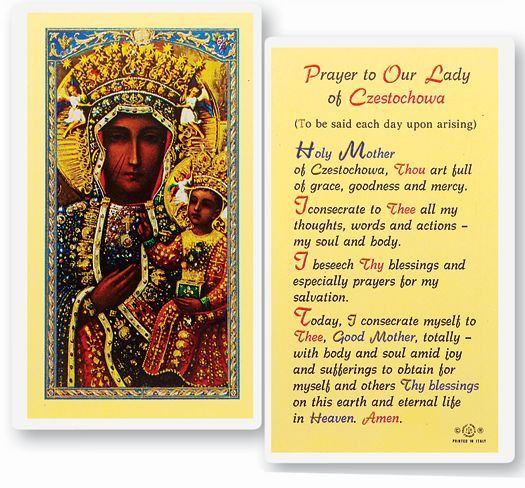 Our Lady Of Czestochowa Holy Card