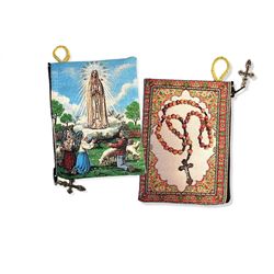 Our Lady Of Fatima With Children / Rosary Image Tapestry Rosary Pouch 5 3/8" x 4"