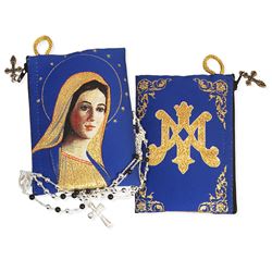 Our Lady Of Grace - Symbol of Virgin Mary Tapestry Rosary Icon Pouch 5 3/8" x 4"