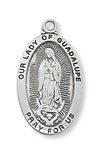 Our Lady Of Guadalupe Sterling Silver Medal on 18" Chain