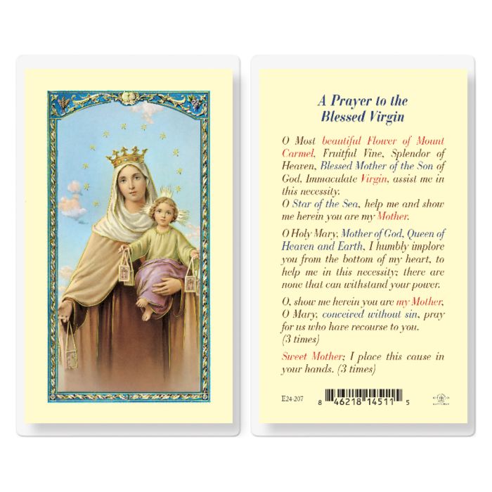 Our Lady Of Mt. Carmel Laminated Prayer Card