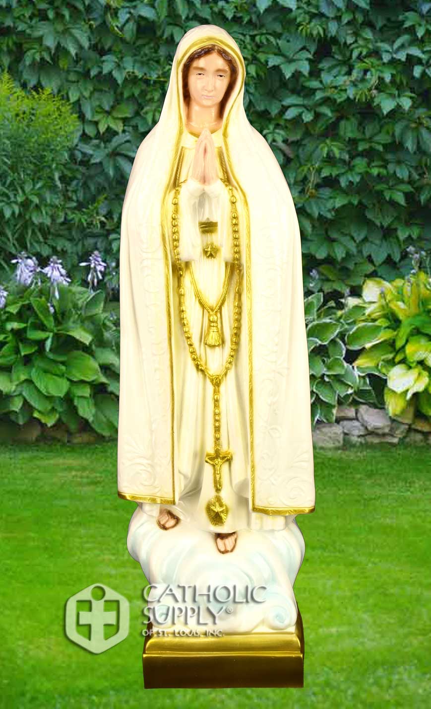 Our Lady of Fatima 24" Statue, White/Gold