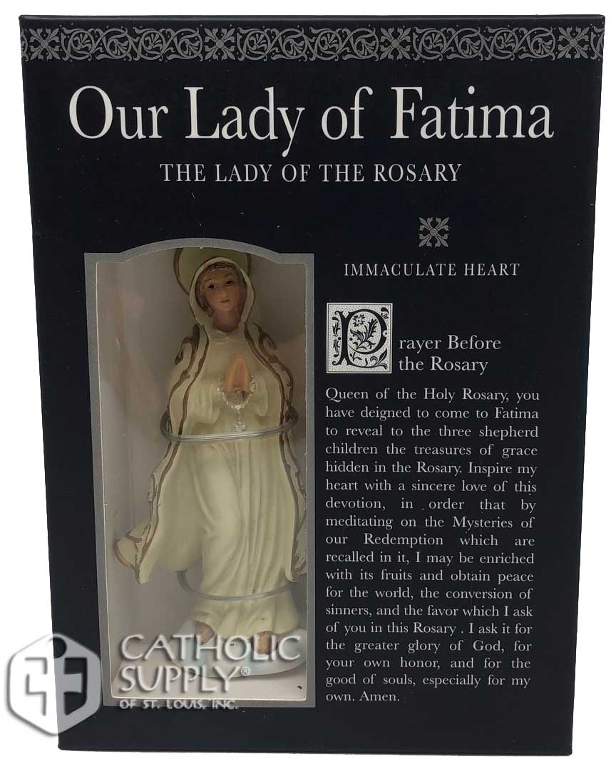 Our Lady of Fatima 4" Statue with Prayer Card Set