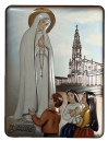 Our Lady of Fatima 8.5" Full Colored Aluminum/Wood Plaque from Italy