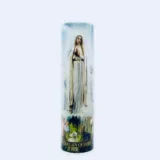 Our Lady of Fatima 8" Flickering LED Flameless Prayer Candle with Timer