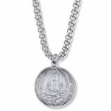 Our Lady of Fatima Round Pewter Medal on 24" Chain