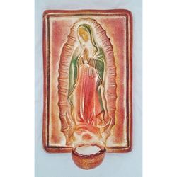 Our Lady of Guadalupe Clay 13.5" Wall Plaque from Mexico