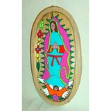 Our Lady of Guadalupe Oval Wood Wall Plaque from El Salvador 7" 