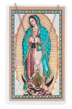Our Lady of Guadalupe Pewter Medal and Prayer Card Set