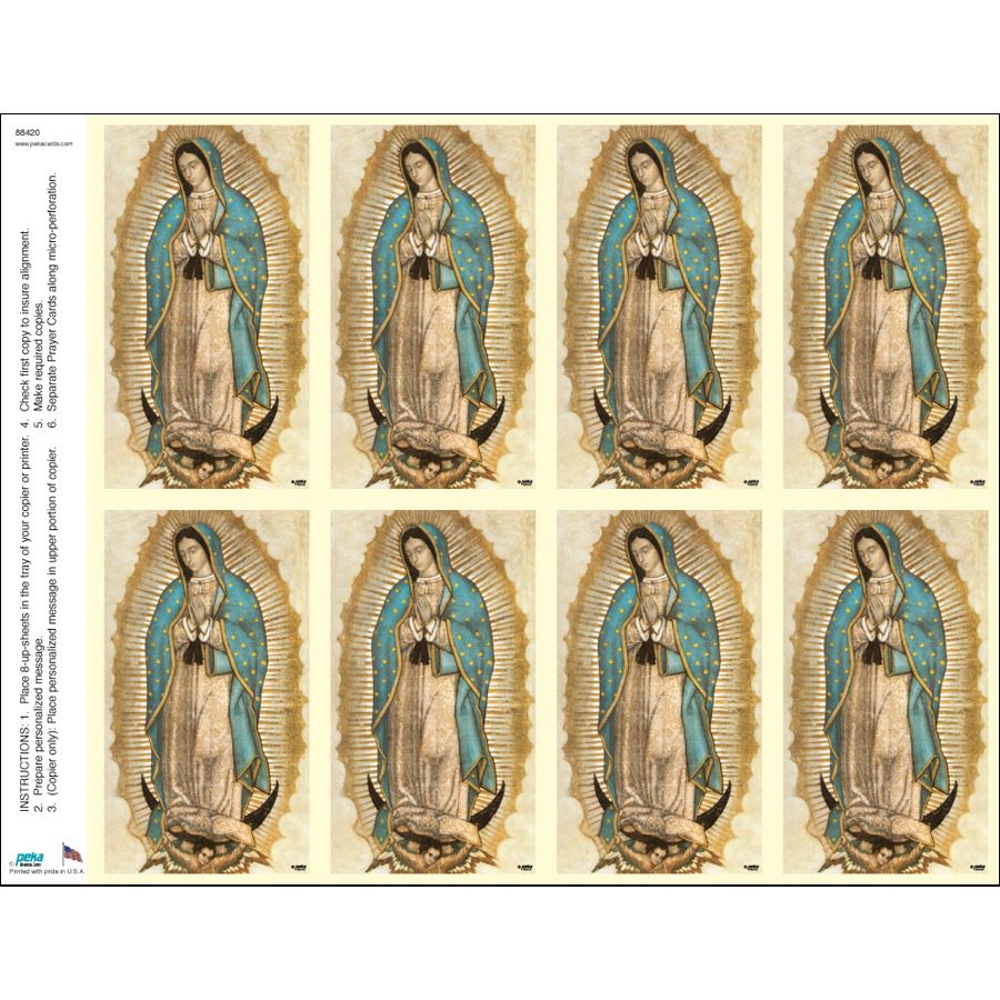 Our Lady of Guadalupe Print Your Own Prayer Cards - 25 Sheet