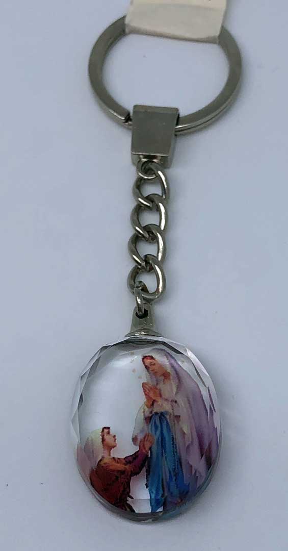 Our Lady of Lourdes Glass Keychain