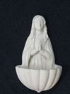 Our Lady of Lourdes 6" Alabaster Holy Water Font from Italy