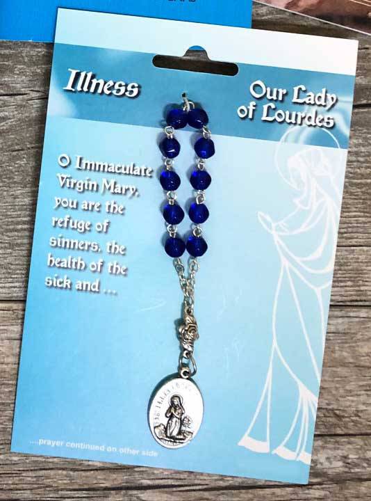 One Decade Rosary- Our Lady Of Lourdes - Illness Prayer Blue Beads