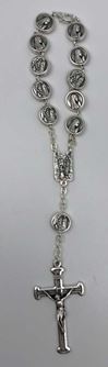 Our Lady of Lourdes Oxidized Penal Rosary from Italy