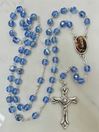 Our Lady of Lourdes 7mm Sapphire Bead Rosary and Medal