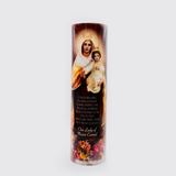 Our Lady of Mount Carmel 8" Flickering LED Flameless Prayer Candle with Timer