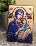 Our Lady of Perpetual Help 5.5" Orthodox Icon with Wood Back