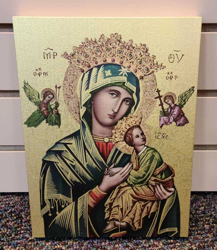 Our Lady of Perpetual Help 7.5" x 10" Textured Print on Wood Board