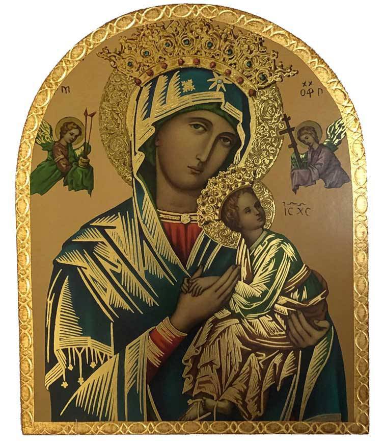 Our Lady of Perpetual Help Gold Leaf Wall Plaque from Italy with Florentine Finish