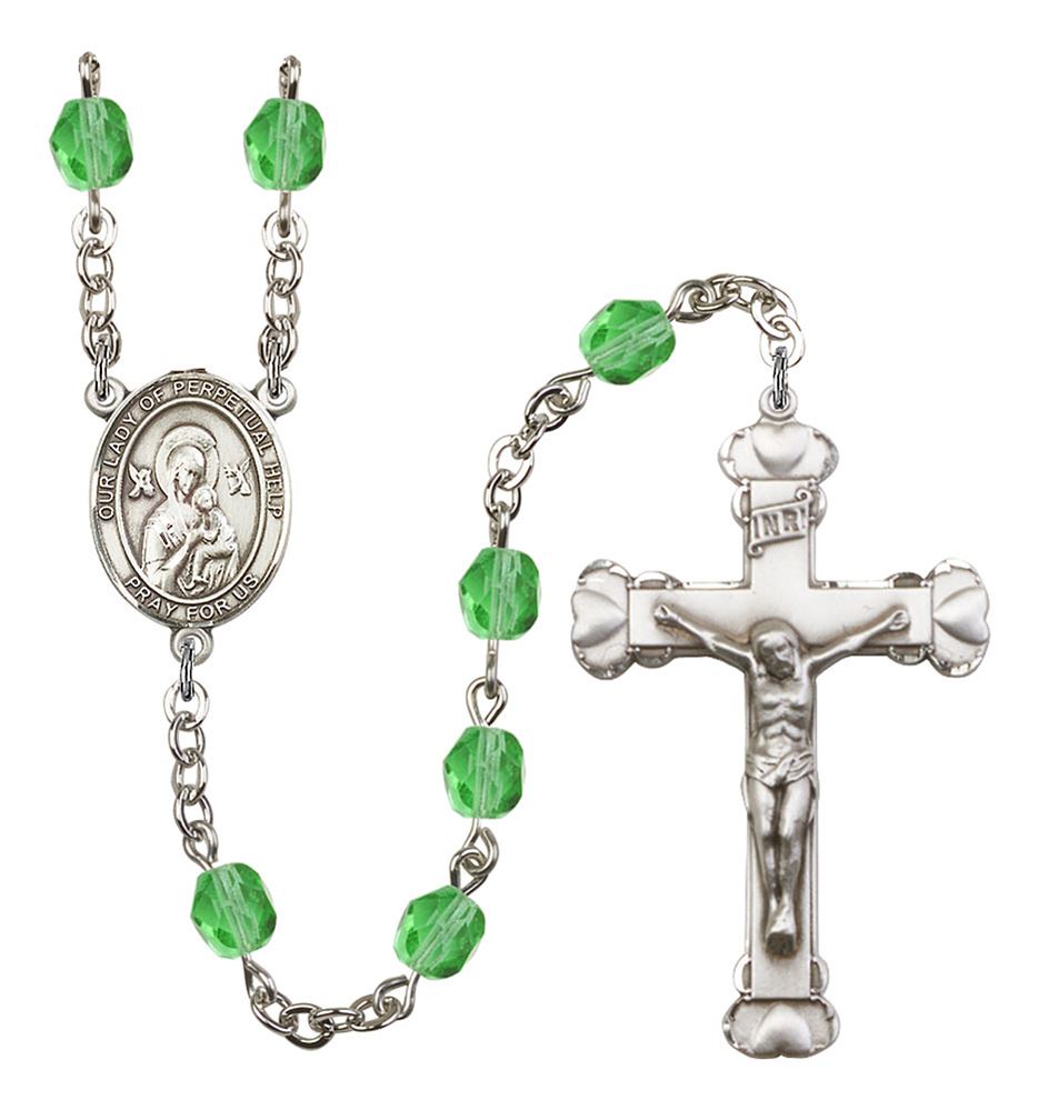 Our Lady of Perpetual Help Patron Saint Rosary, Scalloped Crucifix