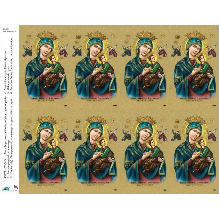 Our Lady of Perpetual Help Print Your Own Prayer Cards - 12 Sheet