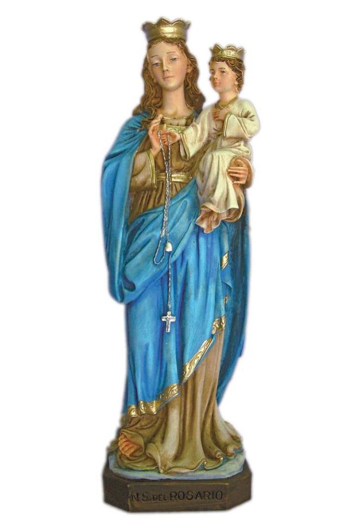 Our Lady of the Rosary statue in fully hand-painted alabaster 11