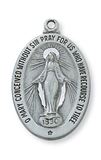 Oval Miraculous Medal on 18" Chain, Pewter