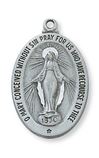 Oval Miraculous Medal on 18" Chain, Pewter