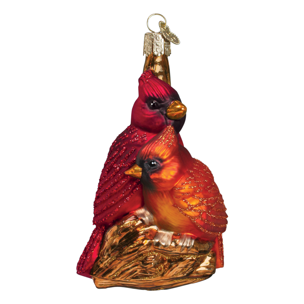 Cardinals for Remembering your loved ones ornament a pair of red birds glass decoration